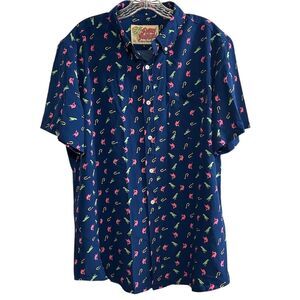 Simply Southern Men's L Navy Fishing Marlin Graphic Print Button-Up Shirt